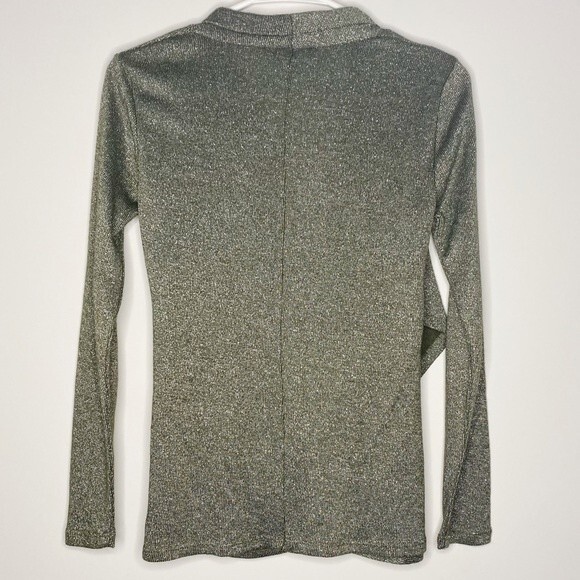 1. State Sparkle Knit Cross Front Top Army Green Heather Metallic Balletcore XS - Picture 4 of 8